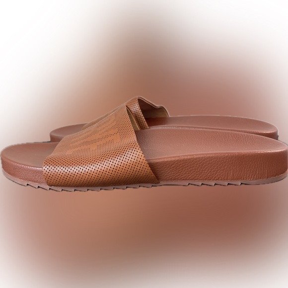 Frye Lola Perf Brown Leather Slide Sandals - Women’s 8.5 - Picture 2 of 6